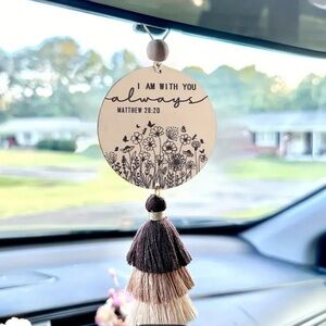 Inspirational Scripture Rear View Mirror Hanging Daily Inspiration with Tassels